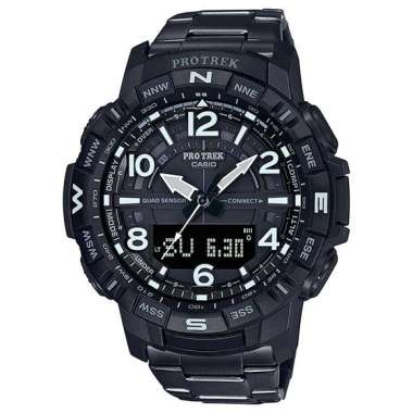 CASIO PROTREK PRTB-50YT Titanium Quad Sensor Bluetooth Mobile Link Jam Tangan Pria Black Titanium