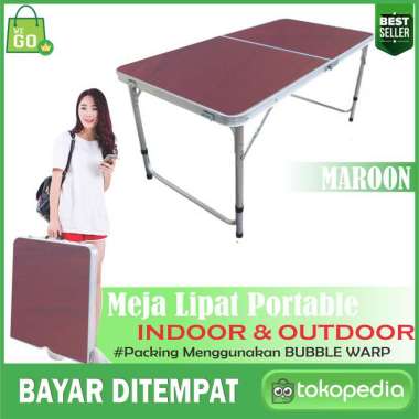 Meja Lipat Koper Portable Kaki Bulat Meja Lipat Hpl Portable