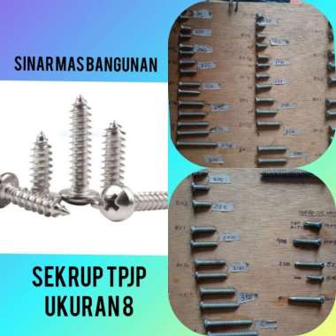 Sekrup putih ukuran 8,sekrup tpjp 8,sekrup kepala tidak rata ukuran 8 8x5/8'