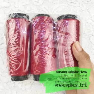 BENANG OBRAS KECIL / BENANG PINGGIR KECIL / BENANG POLYSTER OBRAS / BENANG OBRAS POLISTER MERAH-CABE