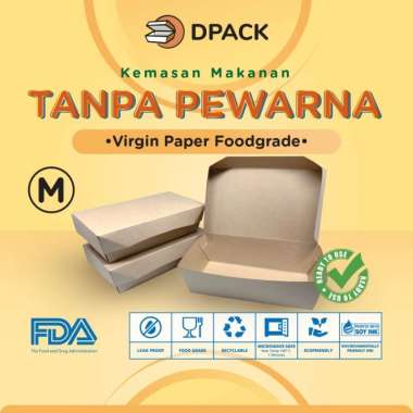 Paper Lunch Box Ukuran M FoodGrade Bahan PREMIUM Natural Paper