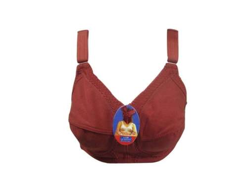 Kusumawardani Bra / BH Wanita Queenie Sister Polos Big Cup Tanpa Kawat Tanpa Busa Merah Bata 36C