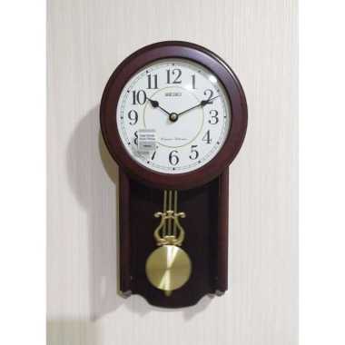 SEIKO QXH063 Original Westminster Whittington Wooden case Jam Dinding Brown