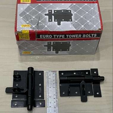 gtk euro hitam 3" grendel tempat kunci 3inchi euro tower bolt