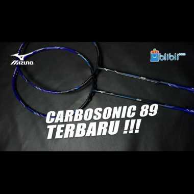 Mizuno Carbosonic 89 Raket Badminton - Blue Batangan + Senar Mizuno Smooth 65r Dove