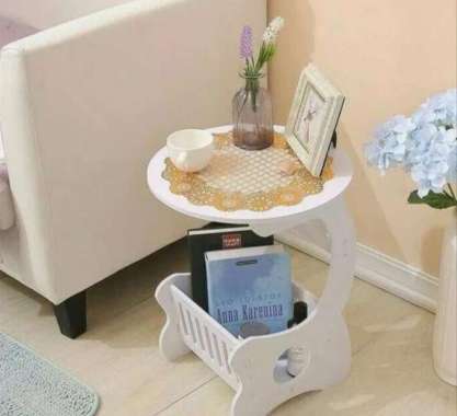 Small Round Coffee Table Meja kopi Bulat samping sudut furniture kayu TANPA TAPLAK