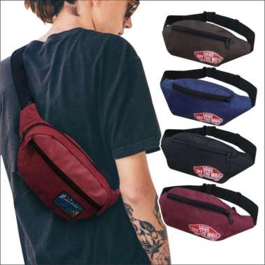 Pege 8851 - Tas Waistbag Selempang Bahu Oval pria Tas Pinggang Polos Merah