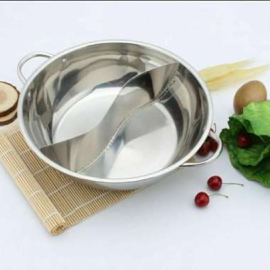 Panci shabu shabu 2 sekat / panci shabu stainless steel 28cm
