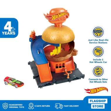 Hot Wheels City Burger Blitz - Mainan Trek Mobil Balap