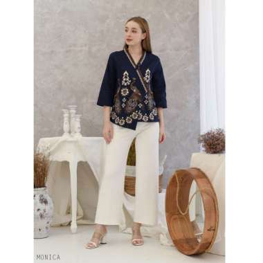 Evercloth Monica ( NEW ) Atasan Batik Lengan Panjang Wanita Model Kimono Blouse Batik Perempuan JUMB