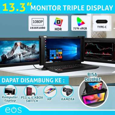 Portable Monitor Triple Display FHD 1920x1080 10.1 11.6 13.3 14 15 15.4 inch 14 inch