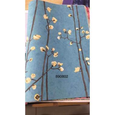 Wallpaper Dinding Motif Bunga Sakura Salur 001 biru