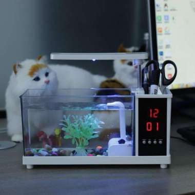 Desktop Mini USB Aquarium Akuarium USB 2014-A fish tank Hitam