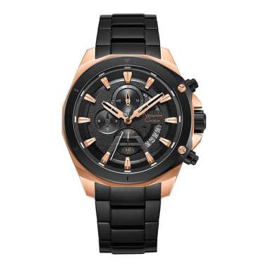 Jam Tangan Alexandre Christie / Alexander Pria Chronograph AC 6651 MC Original Black Rosegold