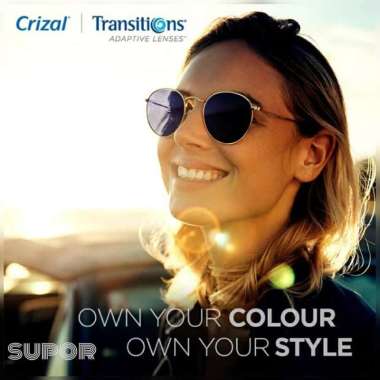 Lensa kacamata Pria Essilor orma Transitions Gen 8 Crizal Sapphire UV 360