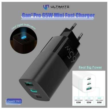 ULTIMATE GAN 65W MINI FAST CHARGER PPS GAN07PRO Hitam