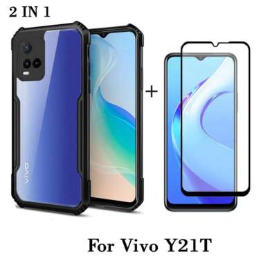 Promo Paket 2in1 Case Transparan Vivo Y21 / Y21s / Y21T / Y21a / Y33s / Y33T Terbaru Free Tempered G