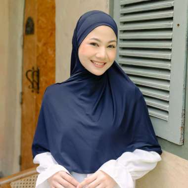 Lozy Hijab - Vela Oval Instan (Pashmina Melayu Jersey Tali Instan) Navy
