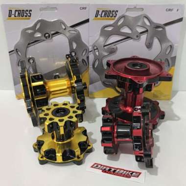 TROMOL SET DEPAN BELAKANG + DISC BRAKE GOLD MERAH CRF 150 36HOLE Merah