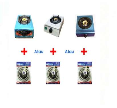Kompor Gas 1 Tungku + Selang Gas Paket Regulator Meter Flexi
