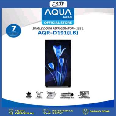 AQUA Kulkas 1 Pintu AQR-D191(LB)/(LK) / AQRD 191 Motif Bunga Series Garansi Resmi biru bunga