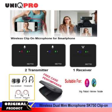 MICROPHONE MIC CLIP ON WIRELESS CAMERA HP UNIQCAM SK750 MIKROFON DUAL