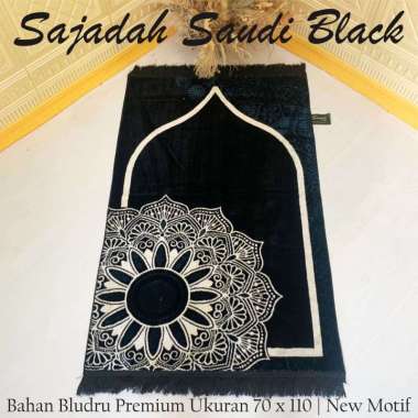 Sajadah Turki Hitam Premium Tebal Motif Bunga Cantik/Sajadah Couple Kado Pernikahan Matahari