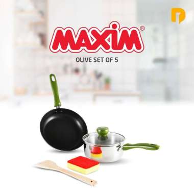 Panci Maxim Olive Set of 5pcs - Panci Set Stainless Steel green