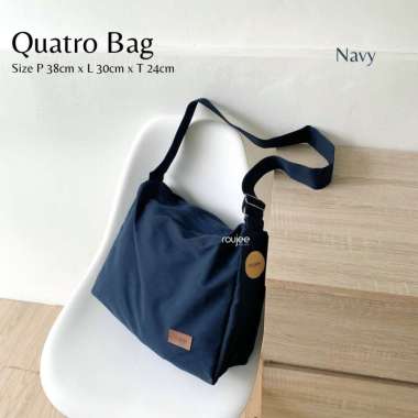ROUJEE QUATRO TOTEBAG - TOTEBAG UNIZEX TOTEBAG KANVAS CUSTOM NAMA Navy