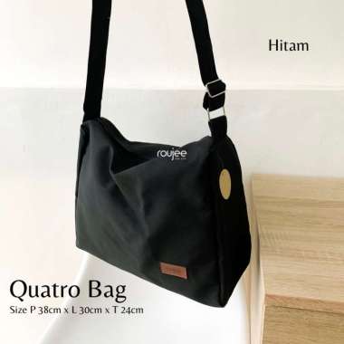 ROUJEE QUATRO TOTEBAG - TOTEBAG UNIZEX TOTEBAG KANVAS CUSTOM NAMA Hitam