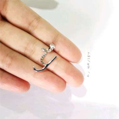 Liontin Nama Inisial Huruf Elegant Emas Putih Asli Kadar 750