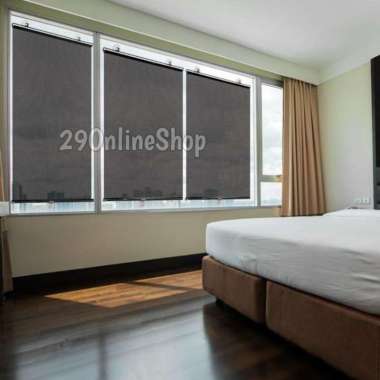 Hordeng Tirai Jendela Gulung Tempel Kaca Pelindung Panas Roll Gorden Hitam 58x125