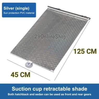 Hordeng Tirai Jendela Gulung Tempel Kaca Pelindung Panas Roll Gorden Silver 45x125