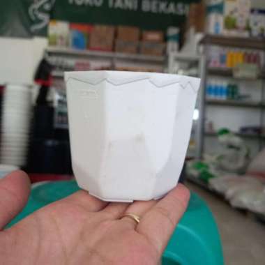 Pot permata uk 8 untuk mini kaktus tanaman hias dll Putih