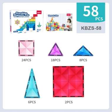 Kebo Starshine Magnetic Tiles 58 Pcs mainan edukasi magnet susun