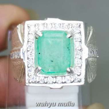 Cincin Batu Permata Hijau Zamrud Kolombia Bermemo asli Kode 2158 Hijau
