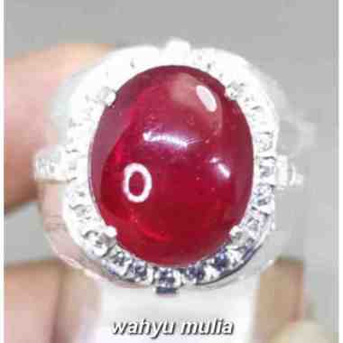 Batu Akik Ruby Merah Delima Ring Perak Asli Kode 2131 Merah