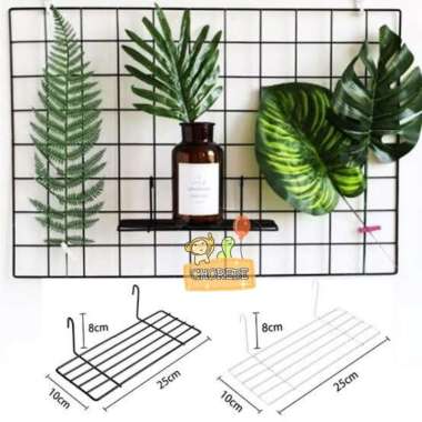 Rak Gantung Hiasan Tatakan Besi Hijang / WireMess Grid Wall RAGAN 25cm - Hitam