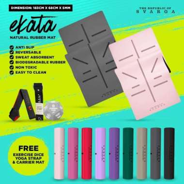 Matras Yoga / Yoga Mat Svarga | 5mm Ekata Plain Premium Rubber Mat Pink