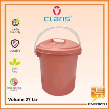 CLARIS Ember Plastik 27 Liter EMB 27 RE ada Tutup dan Handle/Ember Pax PEACH