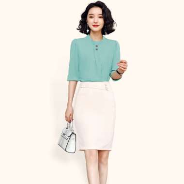 Blus lengan Pendek Wanita Gaya Korea Model Terbaru - Jfashion Minji SS M/L Hijau