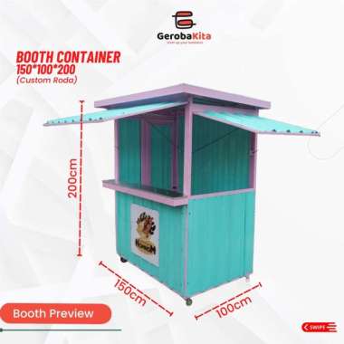 Gerobakita Booth Kontainer dengan Roda dan Lantai