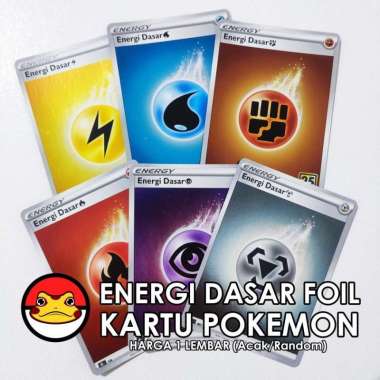 Kartu Pokemon Indonesia Bulk Random Energi Dasar Foil TCG Card Murah