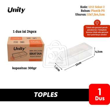 Toples Persegi Panjang Sekat 2 UNITY 1212 Toples 300gr NoCheck (1 Dus)
