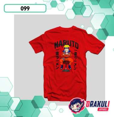 T Shirt 099 Naruto Eating Ramen Red XXL