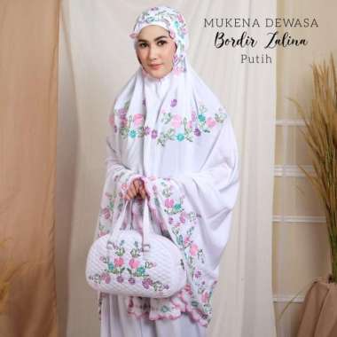 JUAL MUKENA BORDIR DEWASA ZALINA Putih