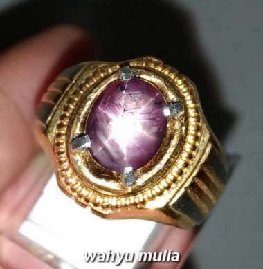 Cincin Batu Natural Star Ruby Corundum Asli (Kode 1344) Merah keunguan