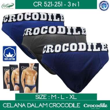 Celana Dalam Pria Crocodile CR 521-251 100% Katun Isi 3 L