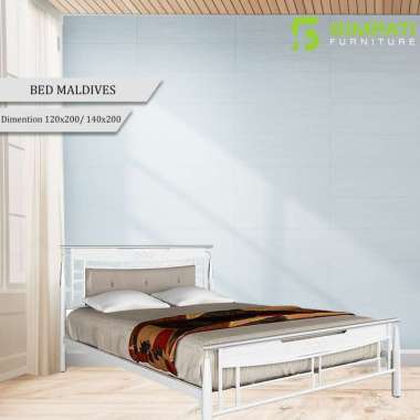 Ranjang / Bed Besi Siantano Maldives - White 140 x 200