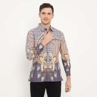 Platini Kemeja Batik Pria Lengan Panjang Katun Ungu 36034 XXL